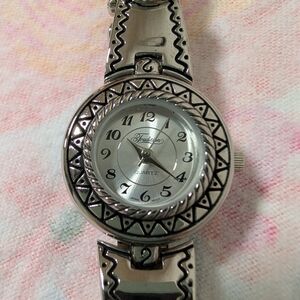 Tradition Watch,Silver Patterned Quartz Watch, Runs